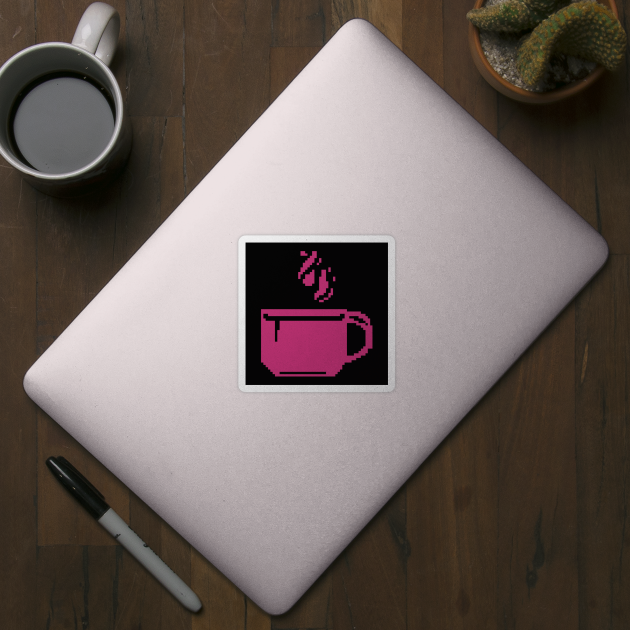 Pink Coffee cup pixel art by Xatutik-Art